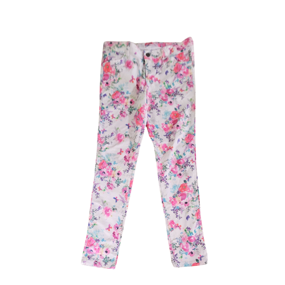 C - Jean slim fleuri taille 12-13 ans #95