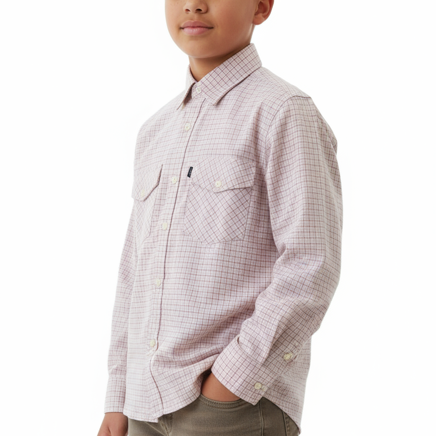 B - Chemise à carreaux à manches longues 8-9 ans  #58