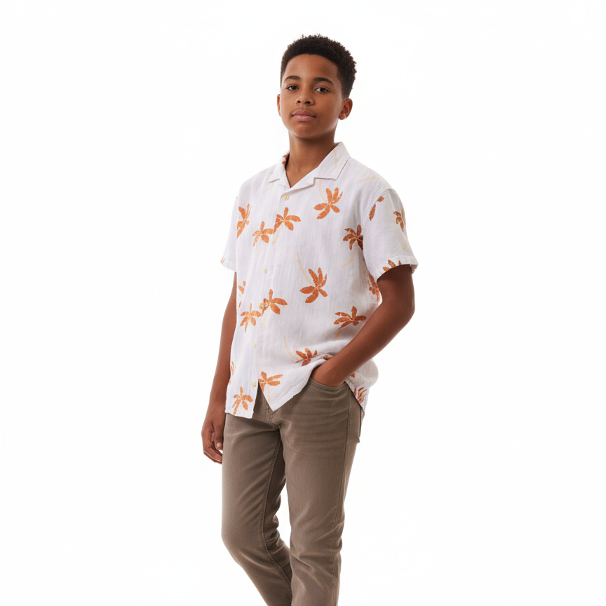 B - Chemise 13 - 14 ans à  manches courtes à  motifs de palmiers #60