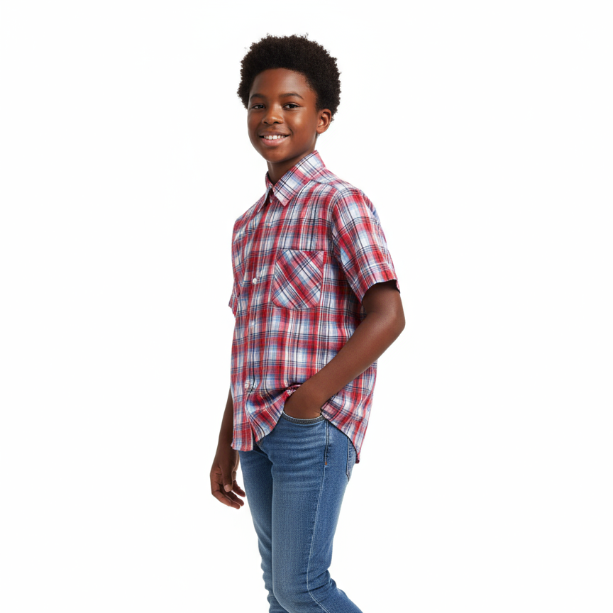 B - Chemise 11 - 12 ans à carreaux à manches courtes #61