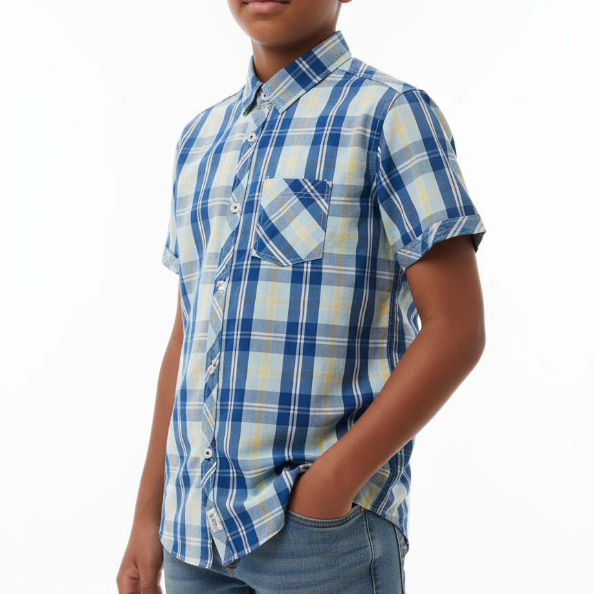 B - Chemise à  carreaux à  manches courtes 11 - 12 ans #62