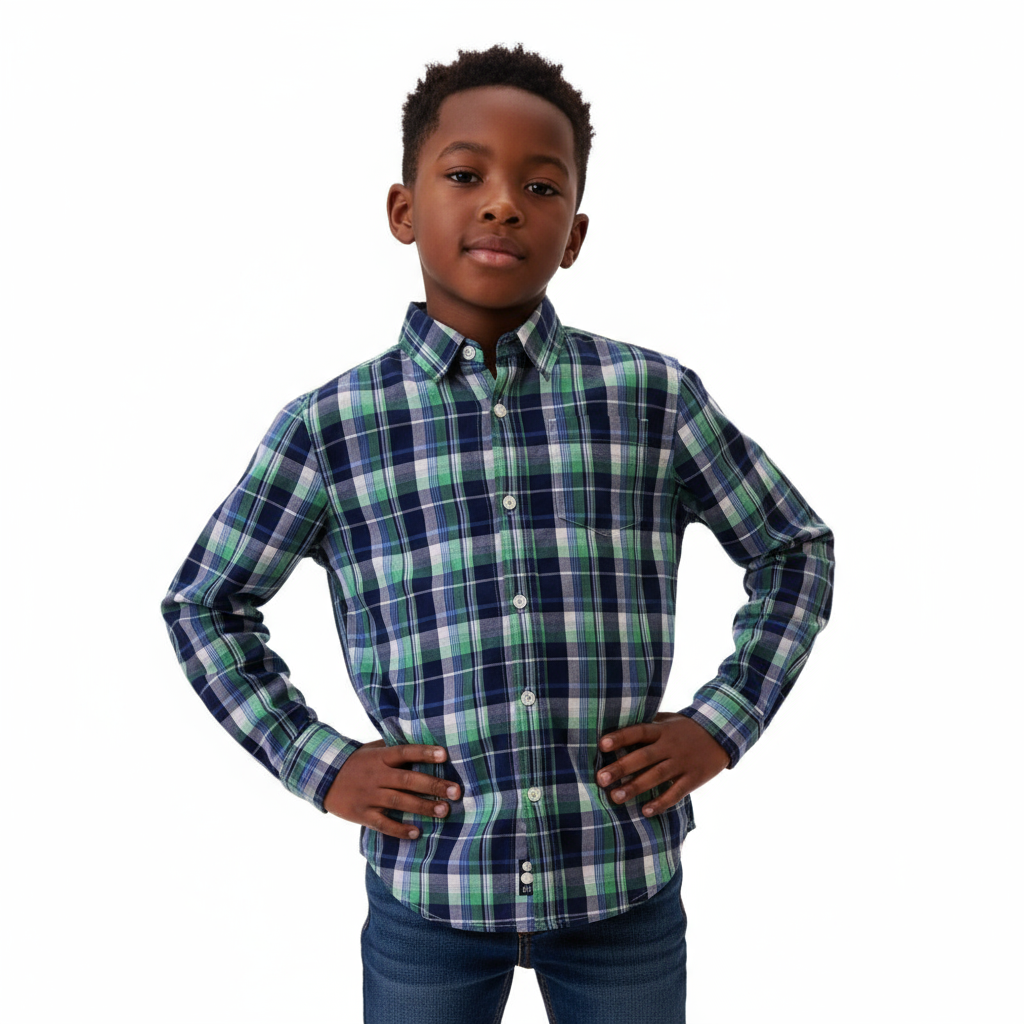 B - chemise à carreaux à  manches longues 8 - 9 ans  # 73