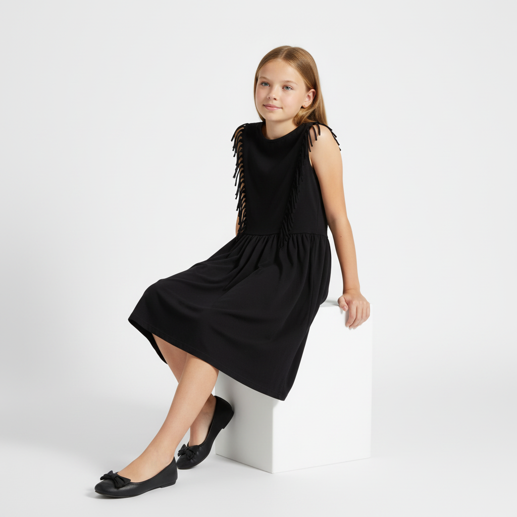 B - Robe noir coton 12-13 ans #126