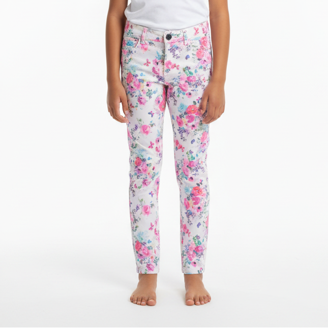 C - Jean slim fleuri taille 12-13 ans #95