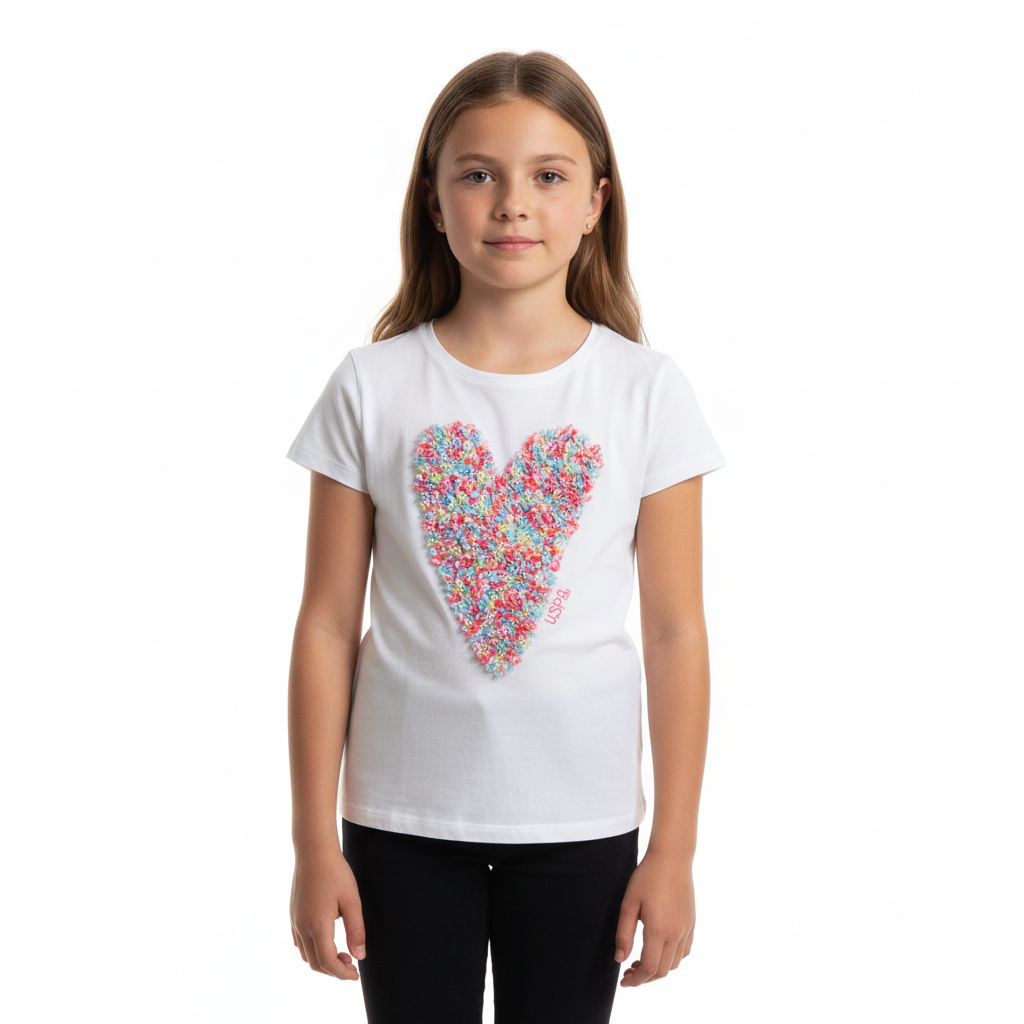 B - T-shirt 10 - 11 ans coeur fleuris #89