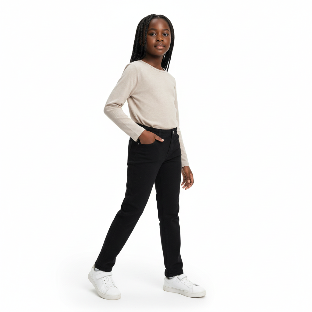 B - Jean slim fille 11-12 ans noir #142