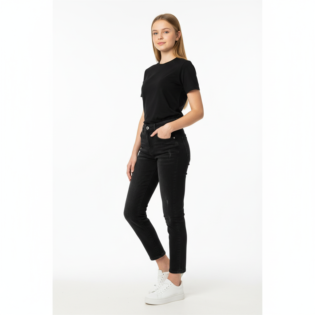 C - Jean slim 15-16 ans noir délavé #141