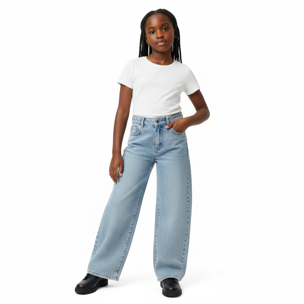 B - Pantalon JEAN bas large 10- 11 ans #174
