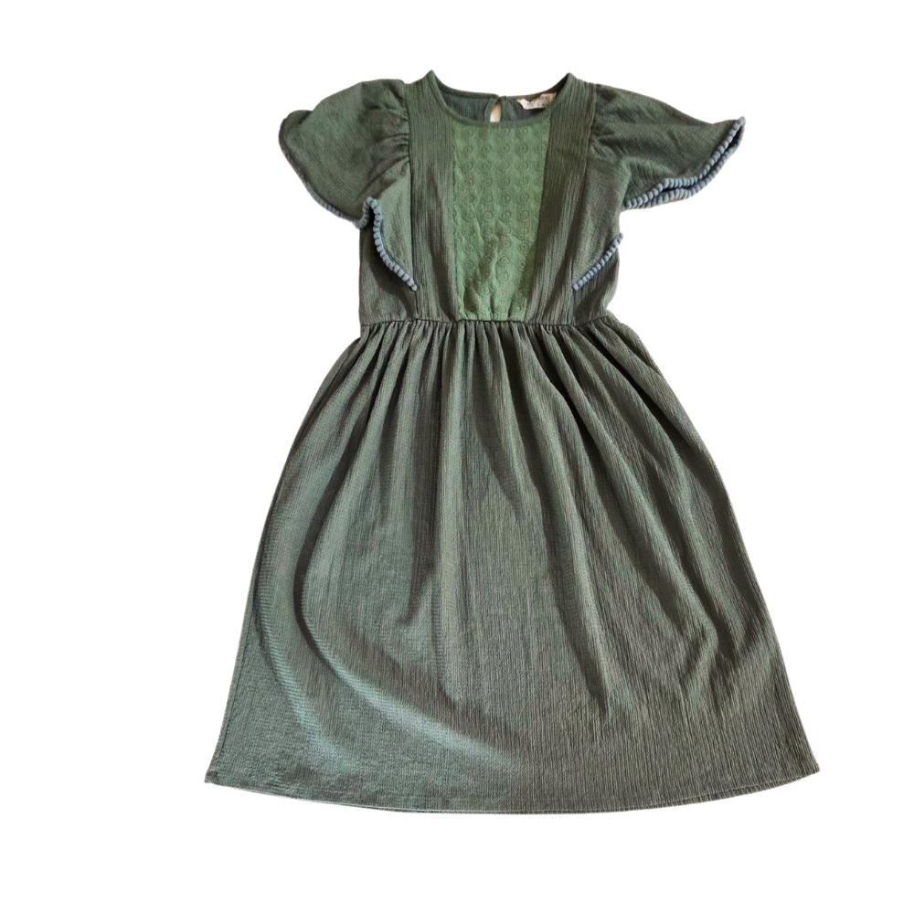 B - Robe olive coton 13-14 ans #136