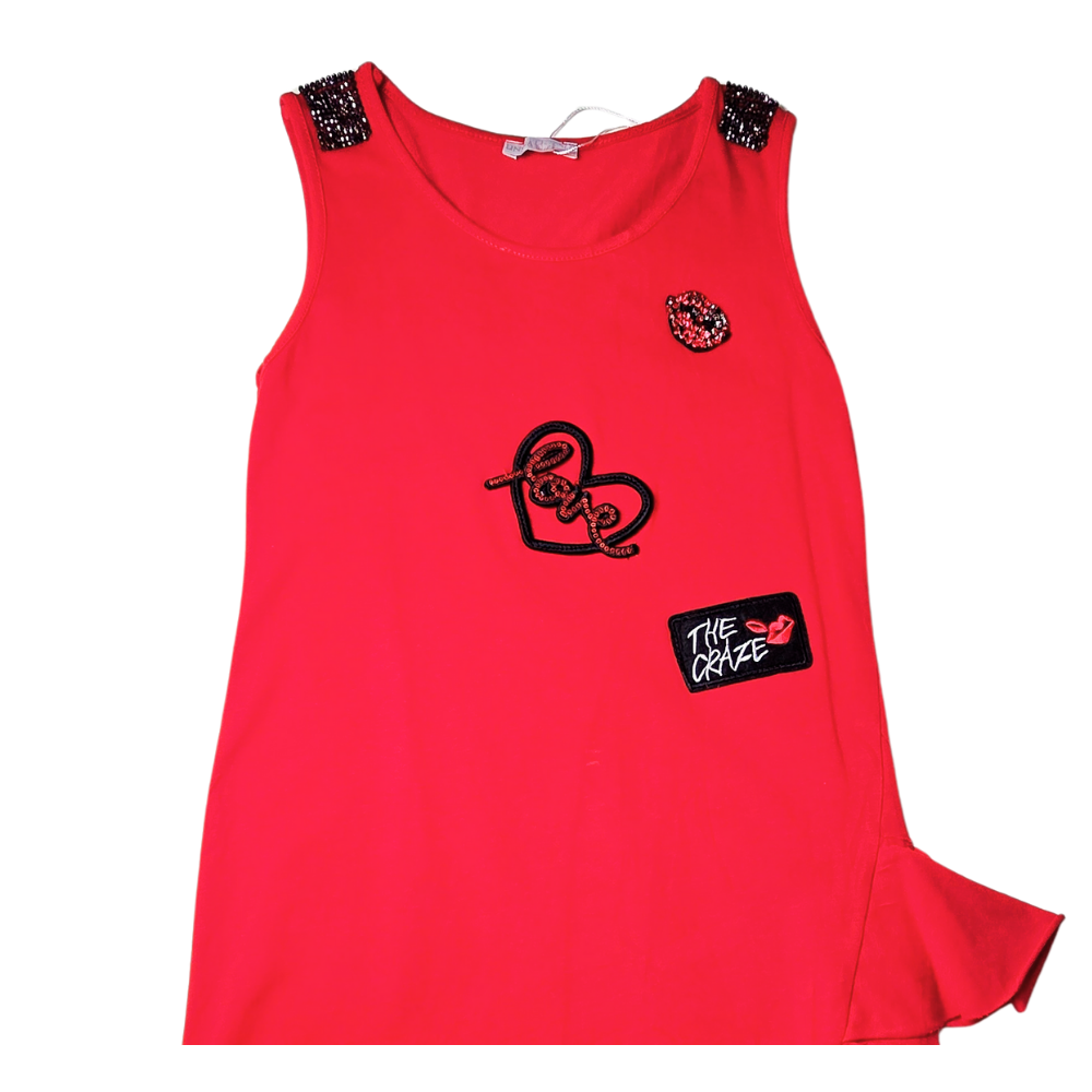 B - Robe coton strass manches débardeur 14 ans #166