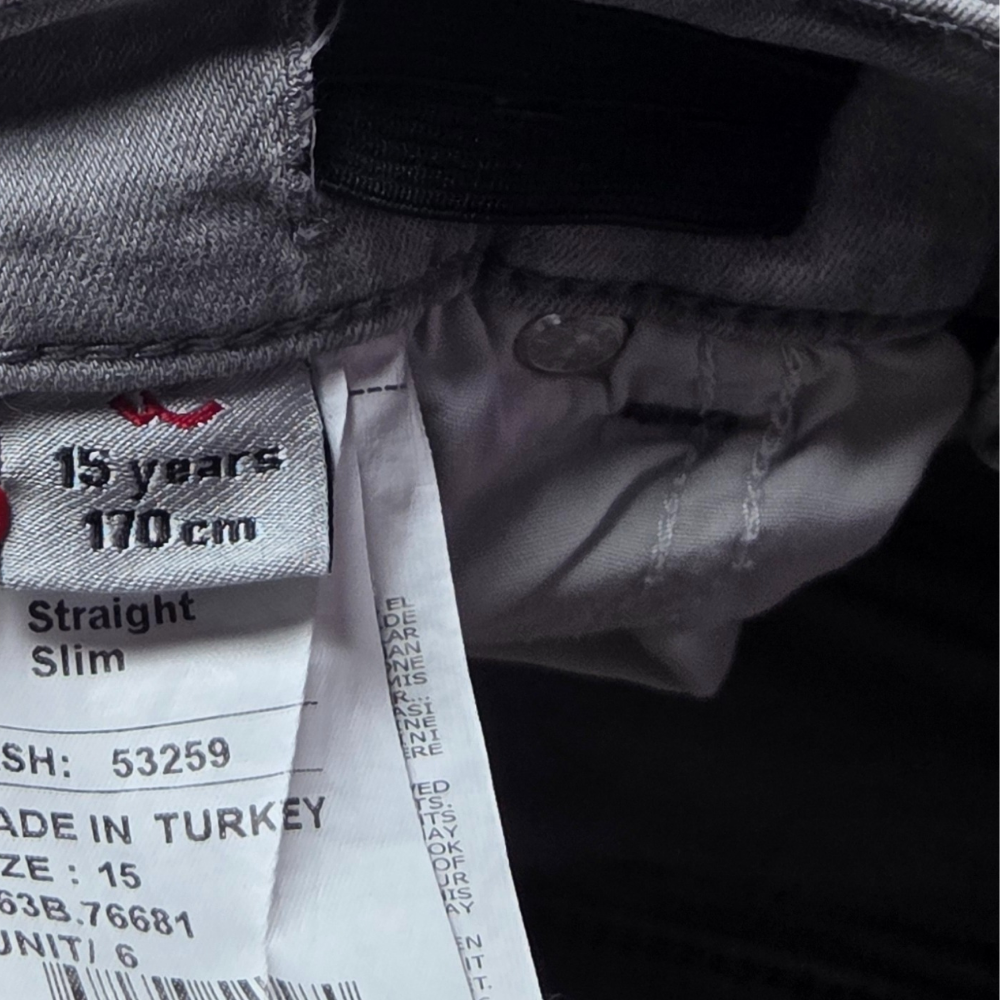 B - jean gris unisex slim 15 ans #176