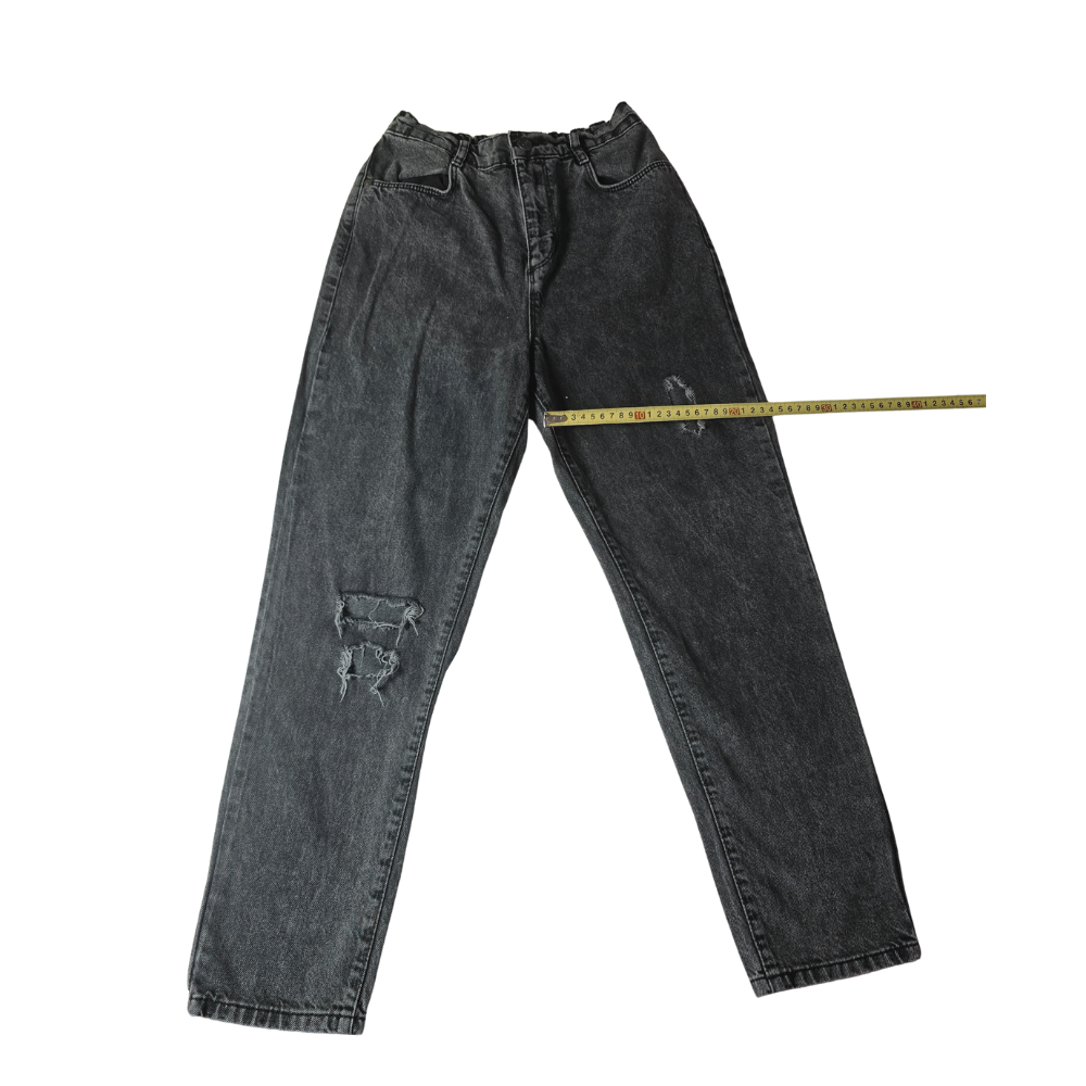 B - jean pantalon déchiré gris vintage large 12-13 ans #189