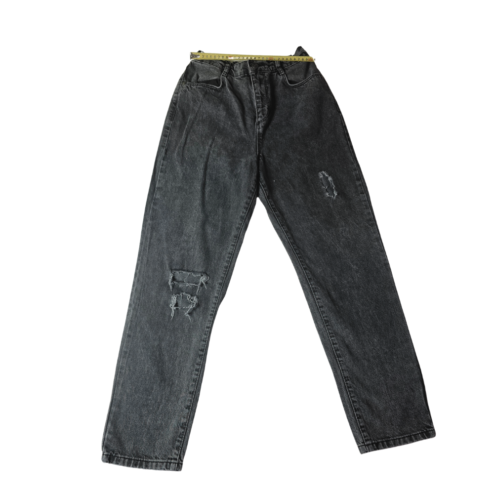 B - jean pantalon déchiré gris vintage large 12-13 ans #189