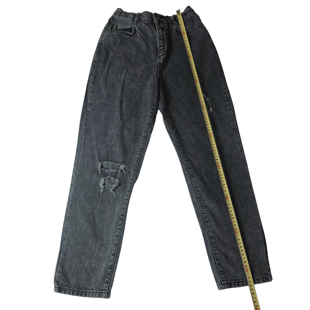 B - jean pantalon déchiré gris vintage large 12-13 ans #189