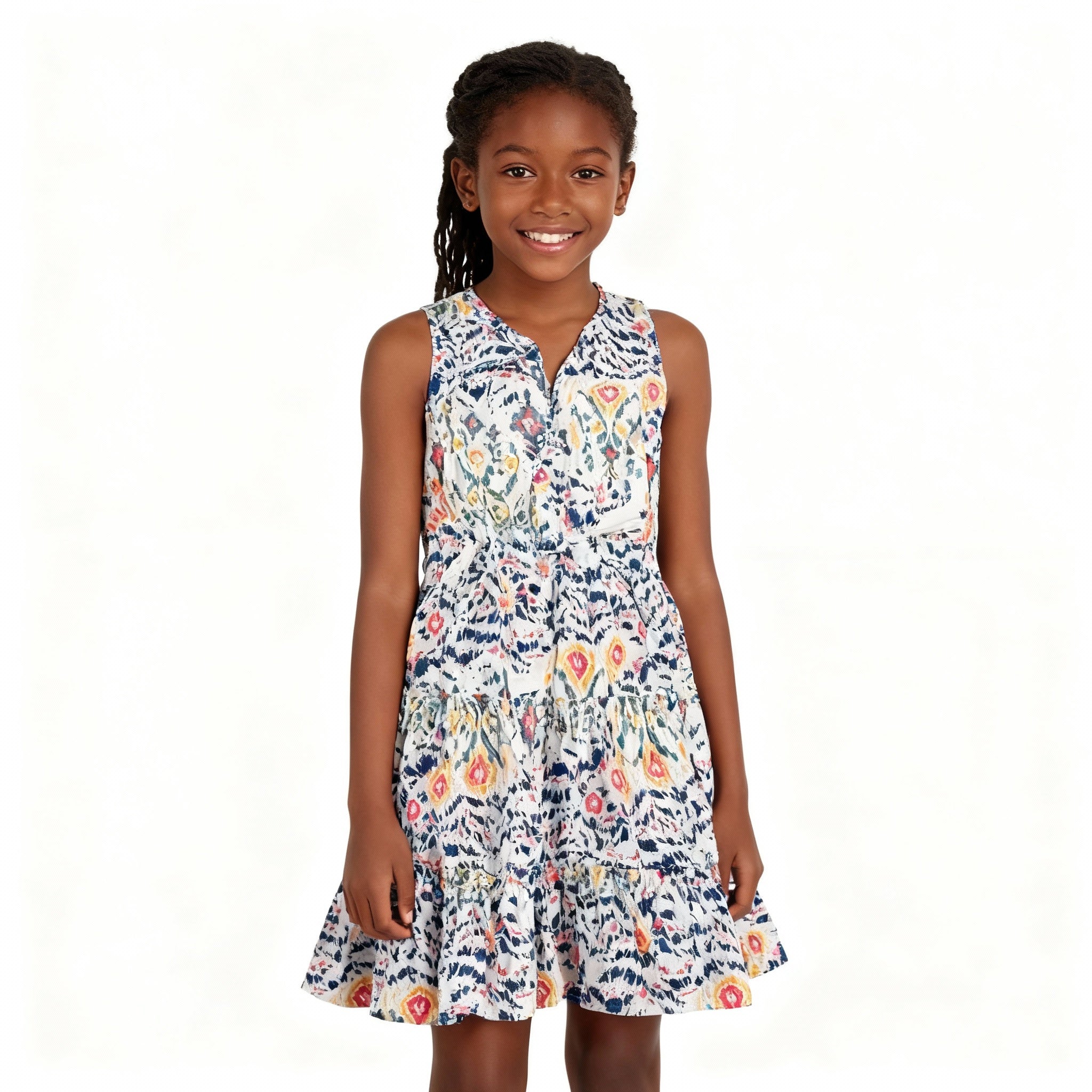 B - Robe sans manches en coton pour 12 - 13 ans LCW Vision à col noué avec motifs #39