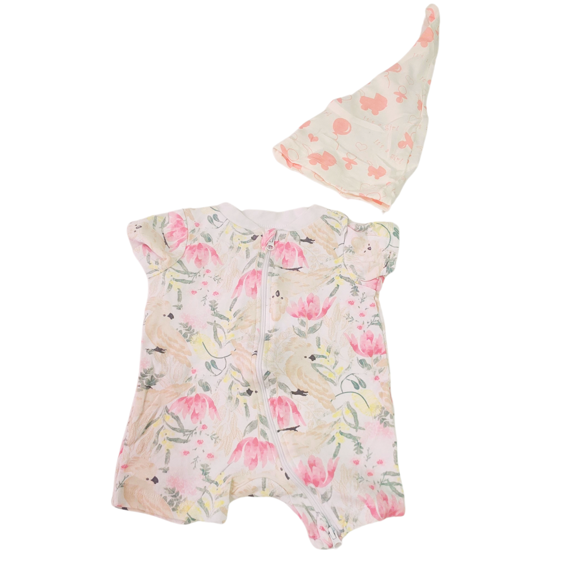 B - Ensemble combishort + bonnet 3 - 6 mois #327