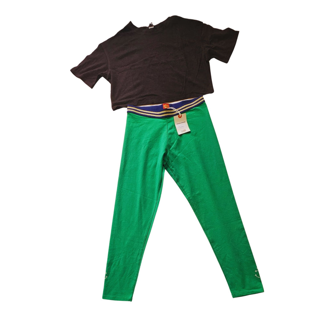 B - Ensemble coton legging vert  11-12 ans #383