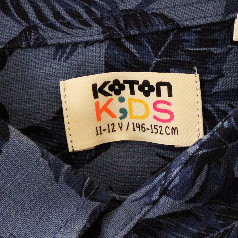 B - chemise à  manches courtes avec un motif de feuilles bleues 11 - 12 ans #64