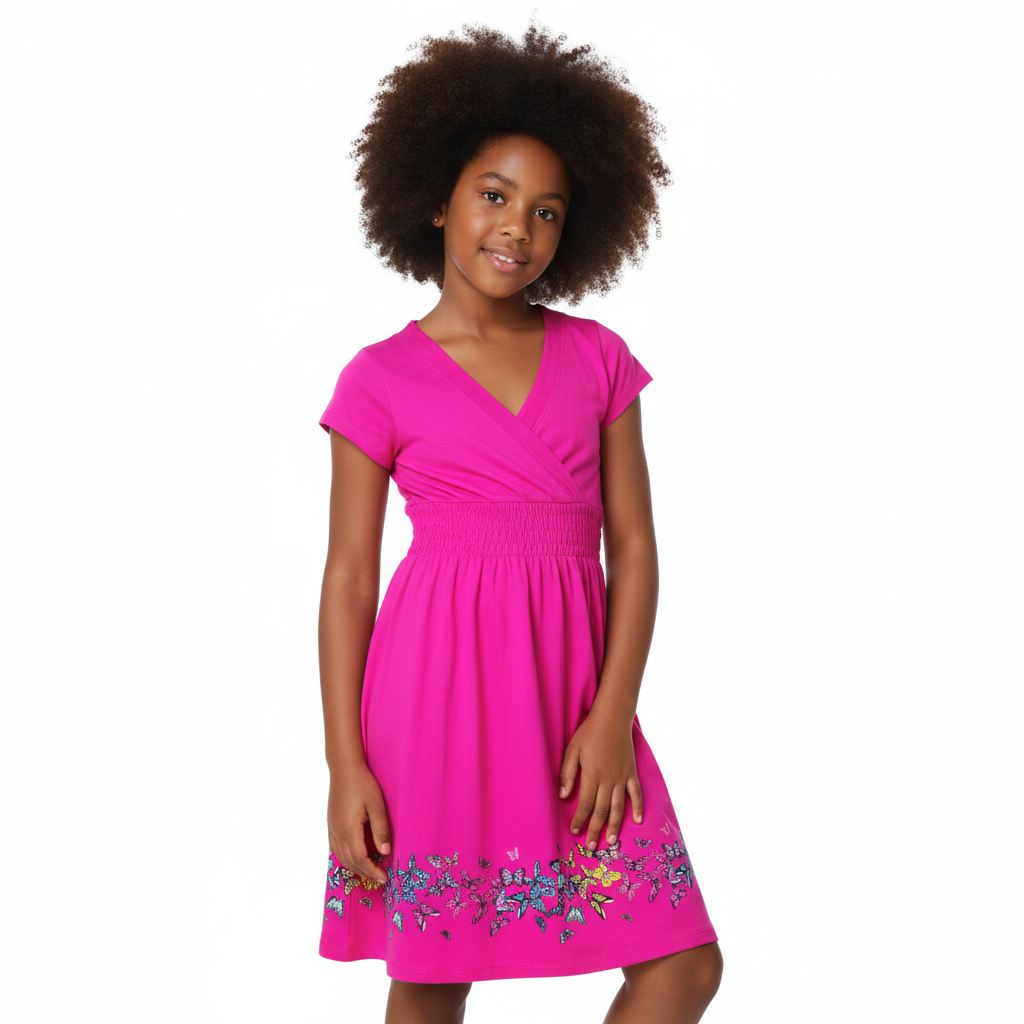 C - Robe coton fushia 11 à  12 ans #154