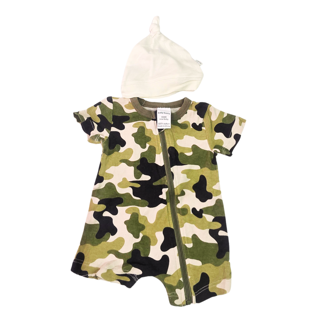 B - Ensemble combishort + bonnet 3 - 6 mois #328