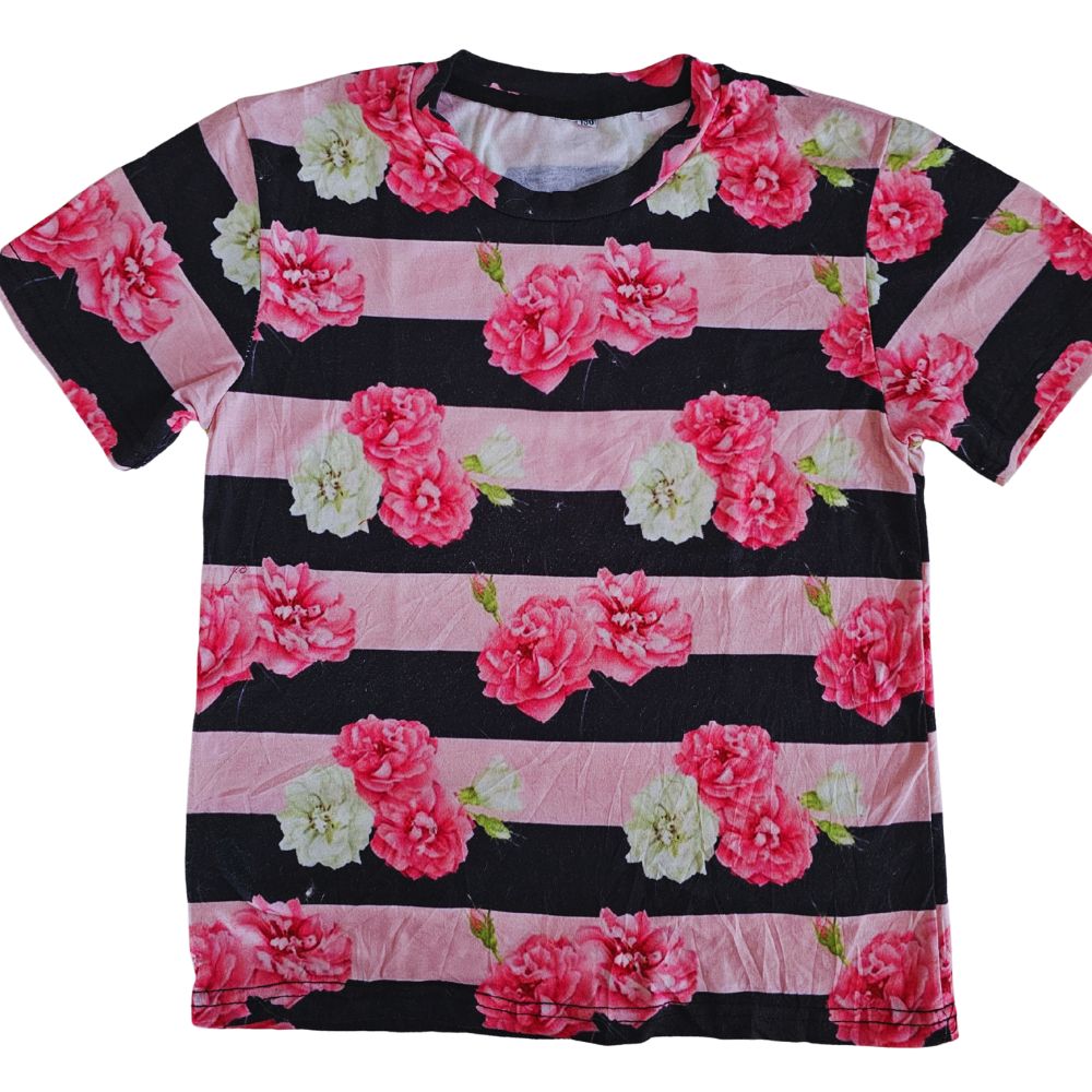C - t-shirt 5-6 ans motif roses éclatantes #477