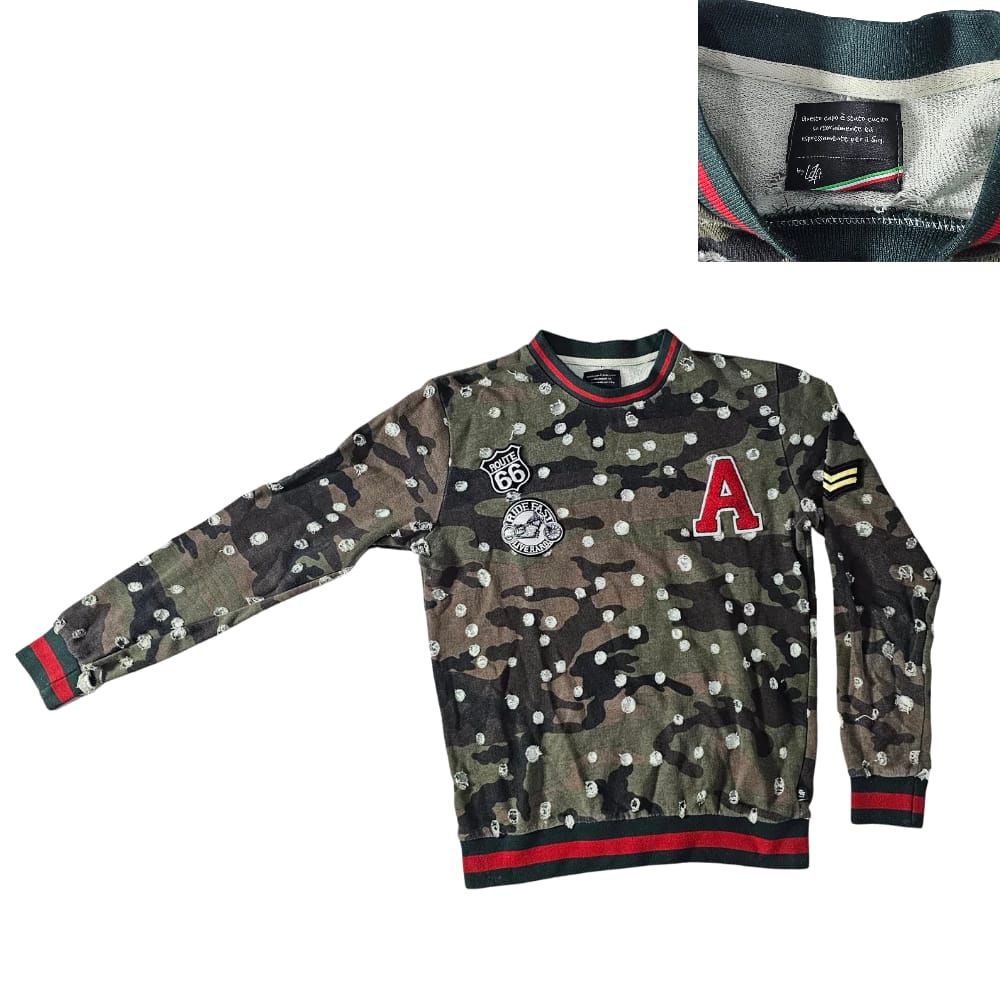 B -  Pull à  motif camouflage détails troués taille M #514
