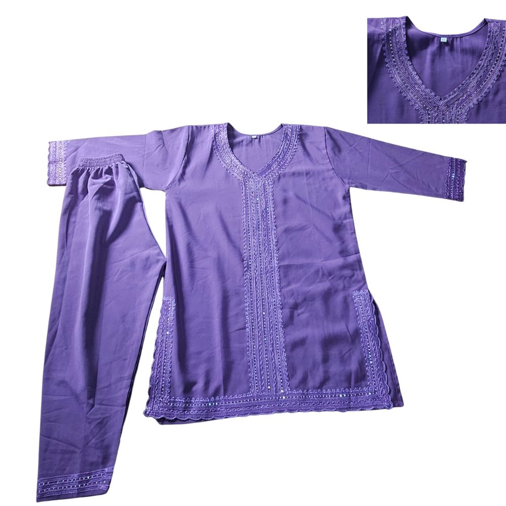 Ensemble violet Kurti set taille 7 ans #573
