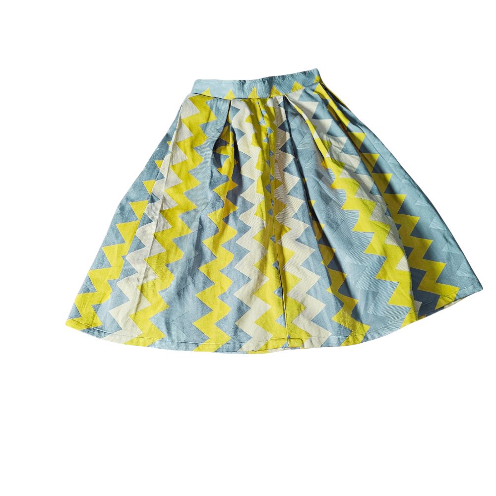 Jupe évasée plissée à motif zigzag taille M #583