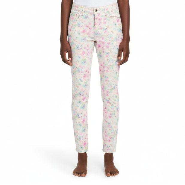 C - Jean slim fleuri taille 38 #94