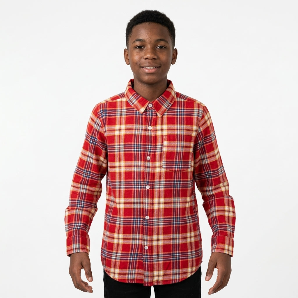 Long-sleeved button-down shirt — Modern Fit Studio View | Generated by Modelize