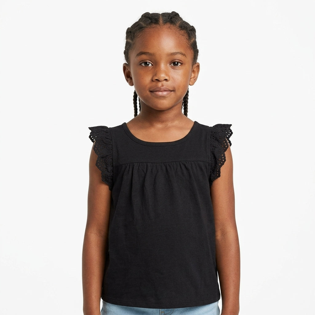 Girls' sleeveless top — Eyelet Sleeve Detail | Generated by Modelize