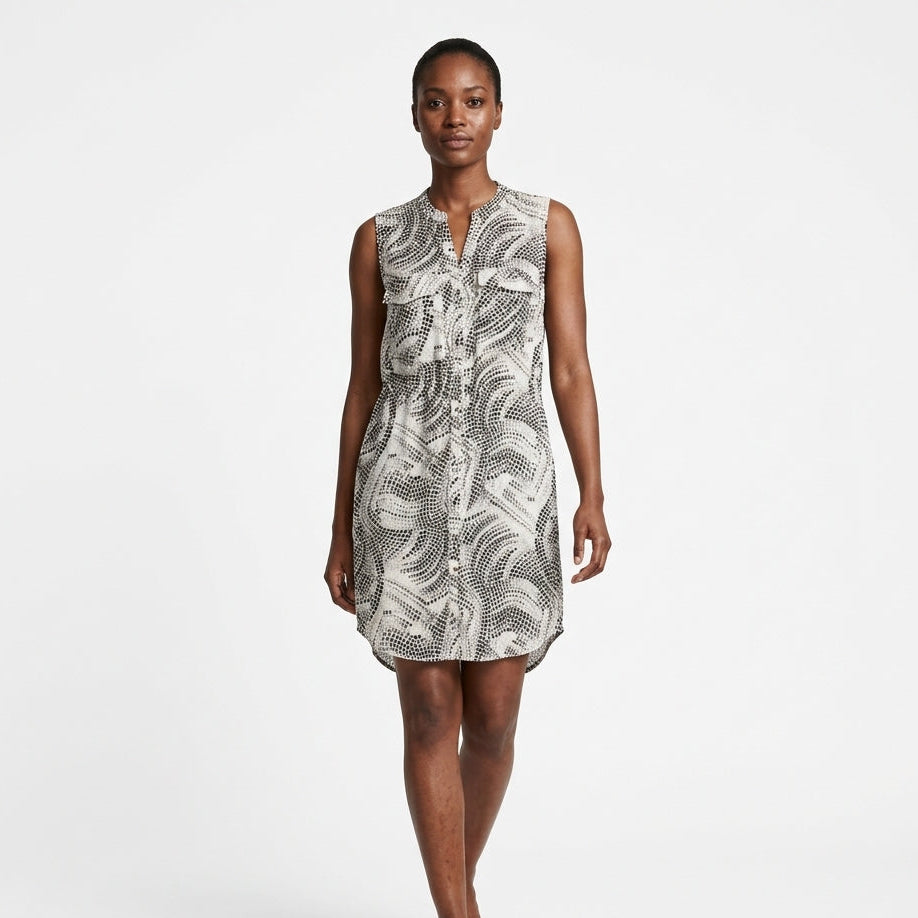 Sleeveless shirt dress — Full Length Studio View | Generated by Modelize