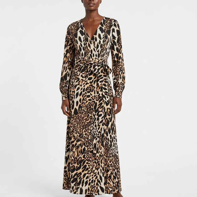 Maxi wrap dress — Fabric and Print Detail | Generated by Modelize