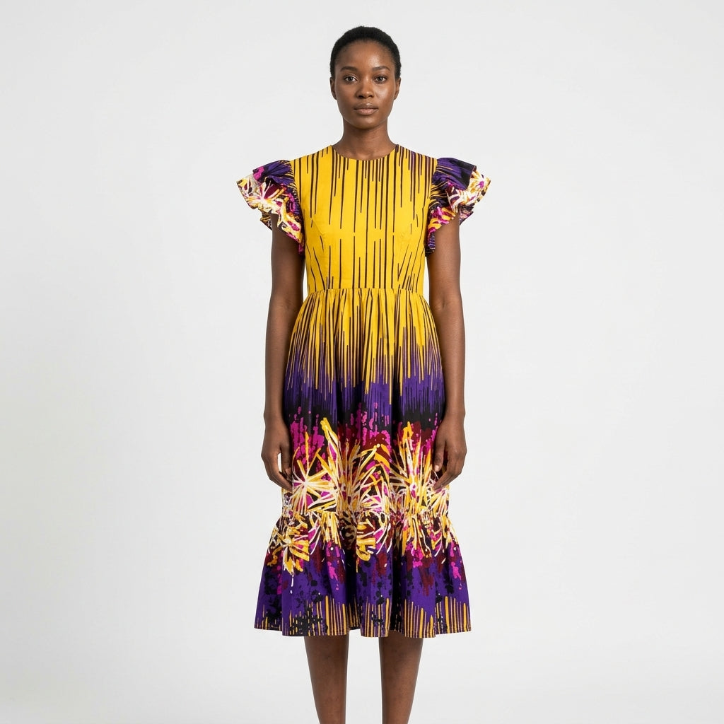 Midi dress — Fabric and Print Detail | Generated by Modelize