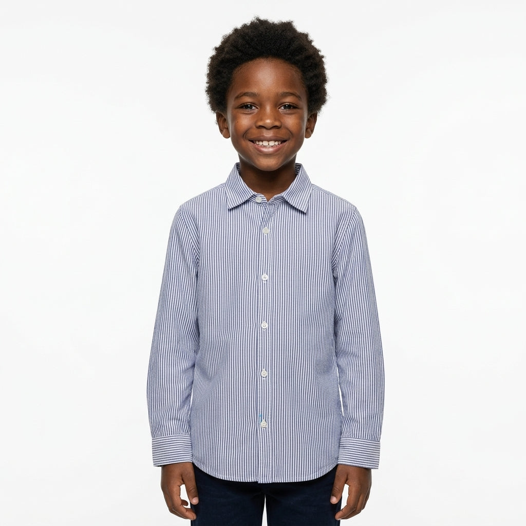 Long-sleeved button-down shirt — 3D Ghost Mannequin Full View | Generated by Modelize