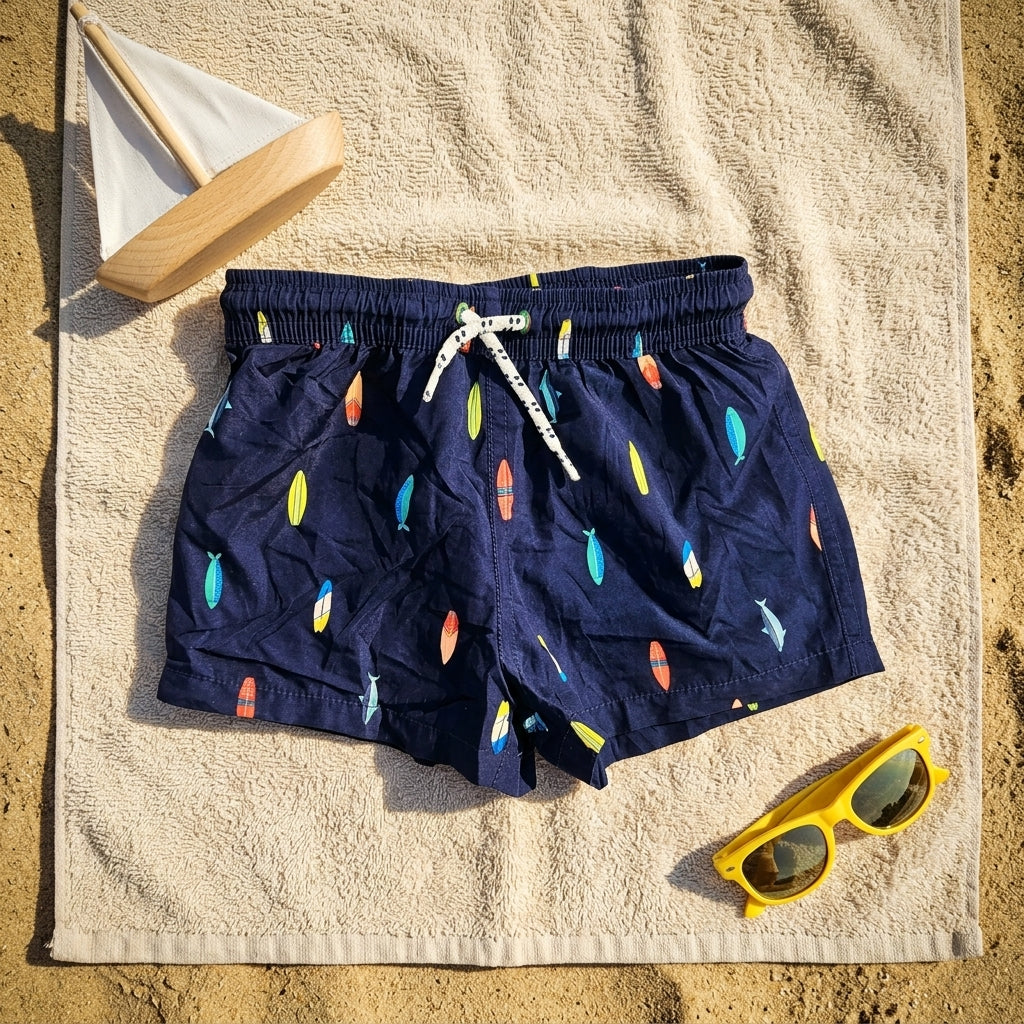 Children's swim shorts — Lifestyle Beach Scene | Generated by Modelize