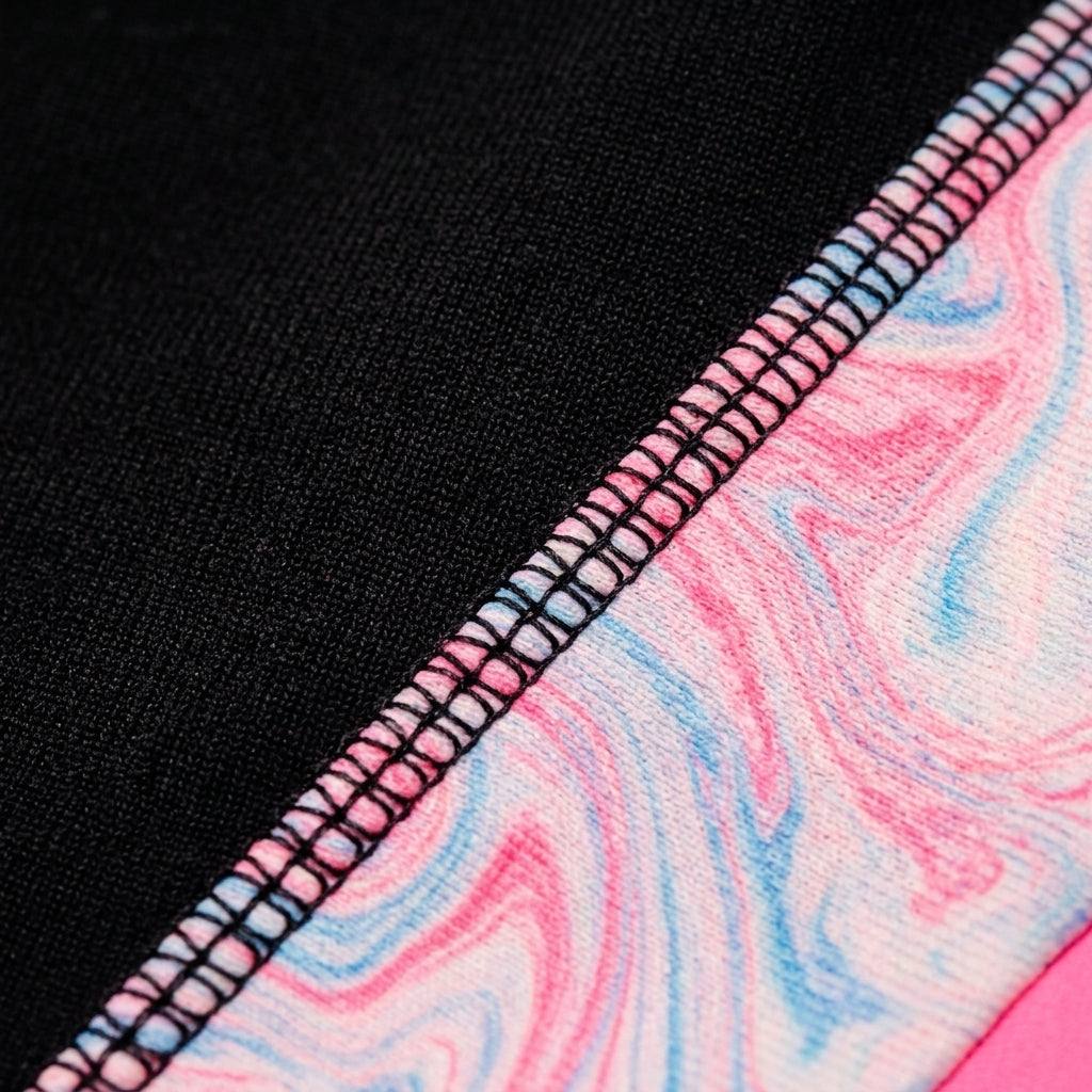 Girls' one-piece swimsuit — Marble Print and Stitching Detail | Generated by Modelize