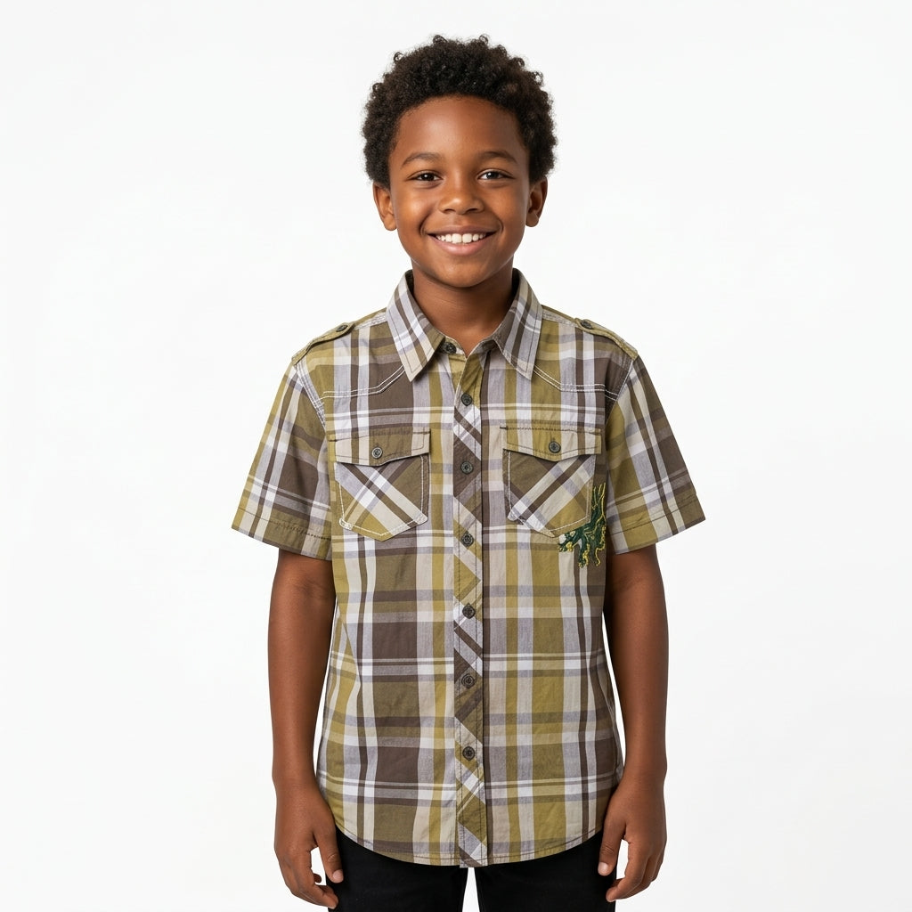 Short-sleeve button-down shirt — Full Studio Product Shot | Generated by Modelize