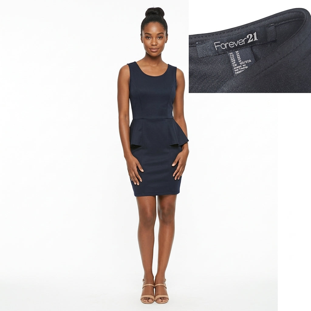 Sleeveless peplum dress — Full Length Structural View | Generated by Modelize