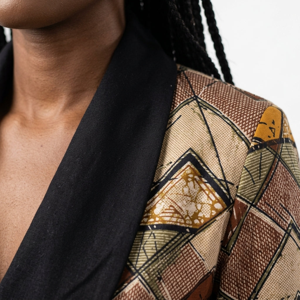 Two-piece suit (Blazer and Trousers) — Print and Texture Detail | Generated by Modelize