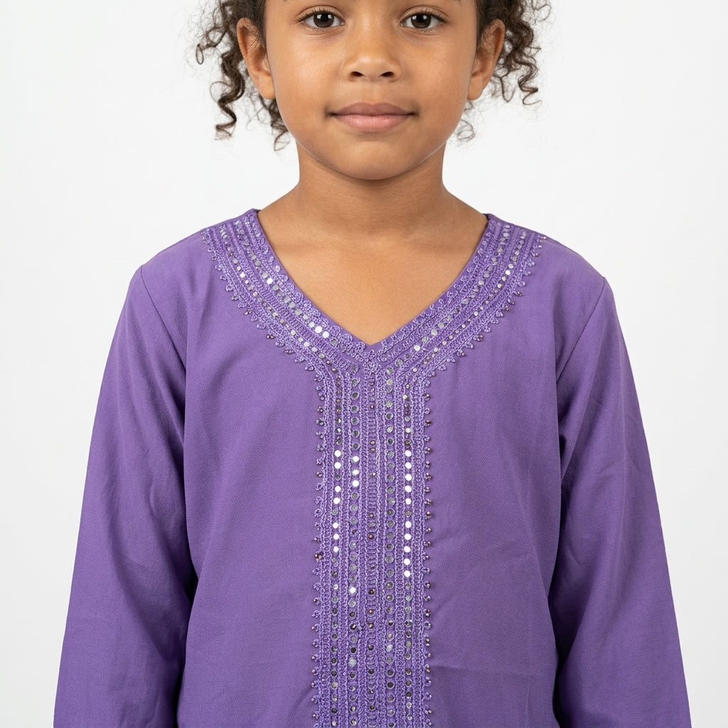 Kurti set (Tunic and Trousers) — Neckline and Embroidery Detail | Generated by Modelize