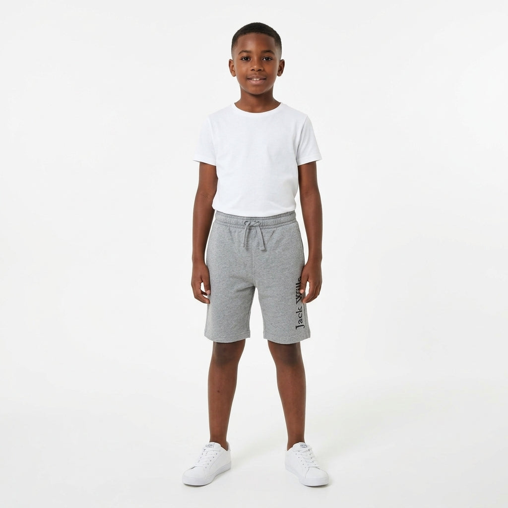 Children's sweat shorts — Full length fit view | Generated by Modelize