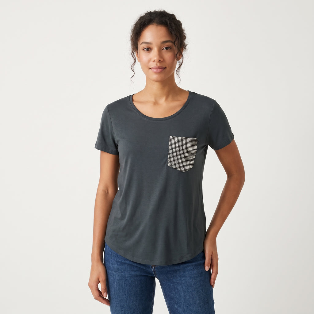T-shirt — Pocket & Fabric Texture Detail | Generated by Modelize