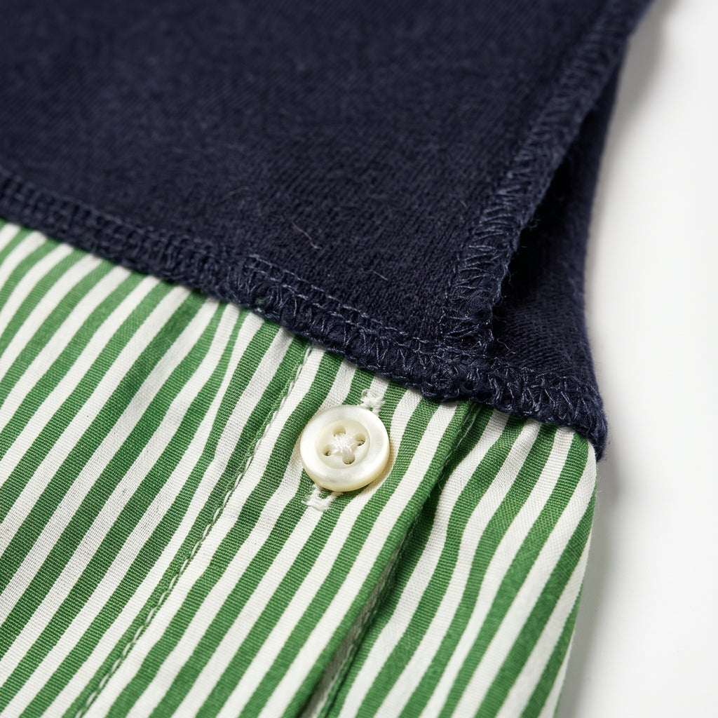 Layered 2-in-1 short-sleeve shirt top — Fabric Seam & Hem Detail Macro | Generated by Modelize